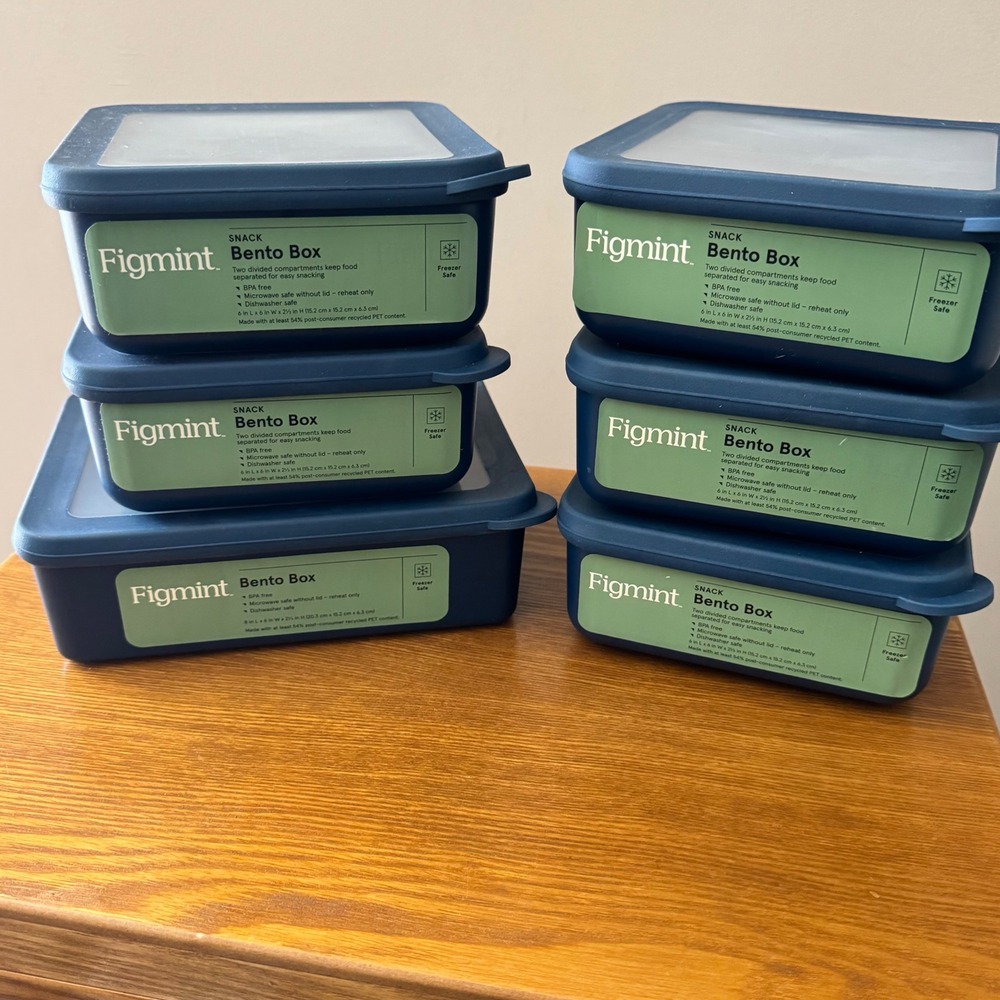 Figmint Navy Blue Bento Box Food Storage Set 6pc